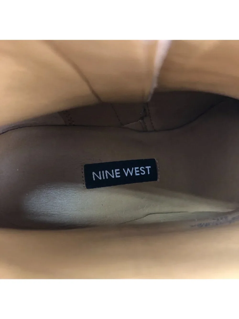 Nine West Women's Size 6M Javan Beige Leather Side Zip Ankle Booties Boots